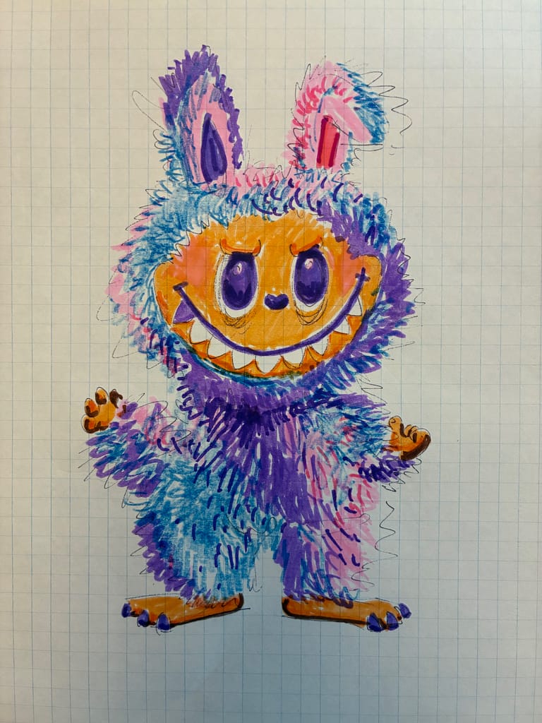 Drew my kid's Labubu, at their request.